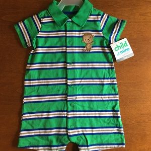 Green striped monkey one piece